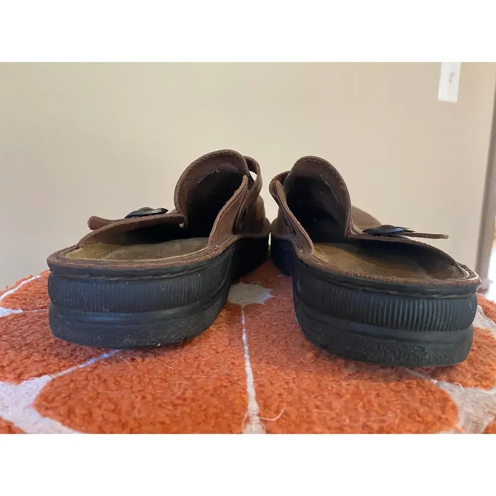 Naot Fiord Mule Sandals Mens 12 EU 45 Brown Leather Slip On Sandal Clog Shoe